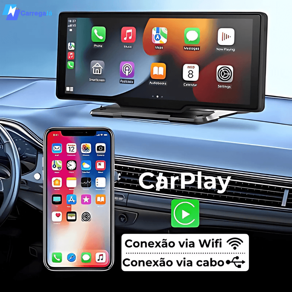 Tela Multimídia com CarPlay e Android Auto | Carrega Já 2.0 | + 🎁 Oferta Exclusia