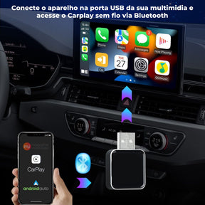 Mini Adaptador Bluetooth Apple CarPlay e Android Auto - MultimidiaWireless™