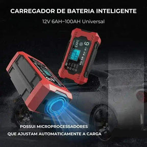 Carregador Inteligente Bateria Carro Moto Display LCD - Acellerando